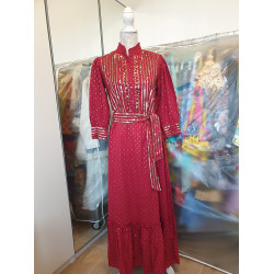IBBAN BURGUNDY FAUZIA DRESS