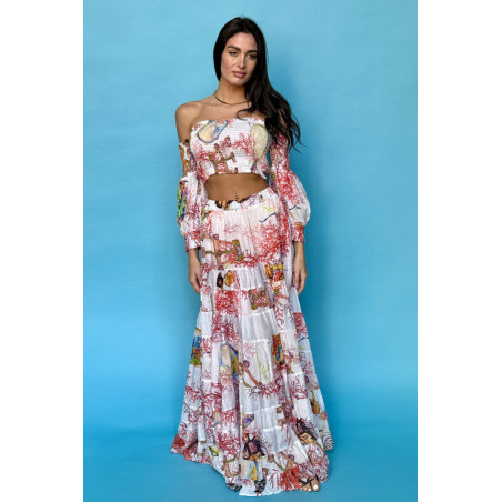 TOP AND SKIRT SET CORALES ANTICA SARTORIA "LEONI AL SOLE"