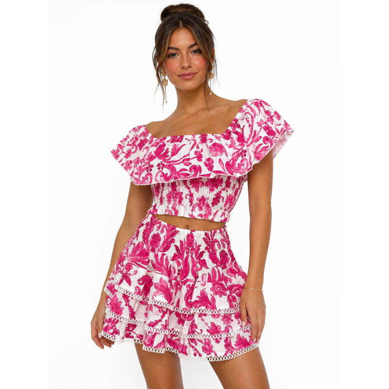 SET TOP Y FALDA RAMO ROSA DE LUISA POSITANO